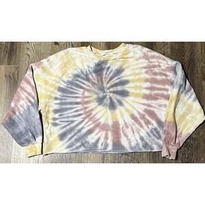 Project Social T Womens Scoop Neck Tie Dyed Sweater Sz Small Bodies Cropped